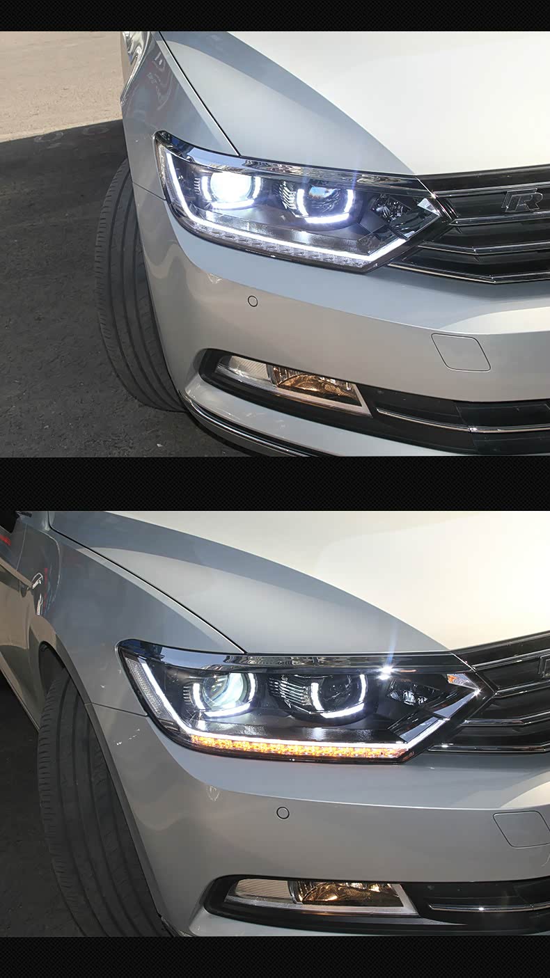 探陆泽 17款新迈腾b8大灯总成 改装迈腾b8氙气大灯led流光转向车灯